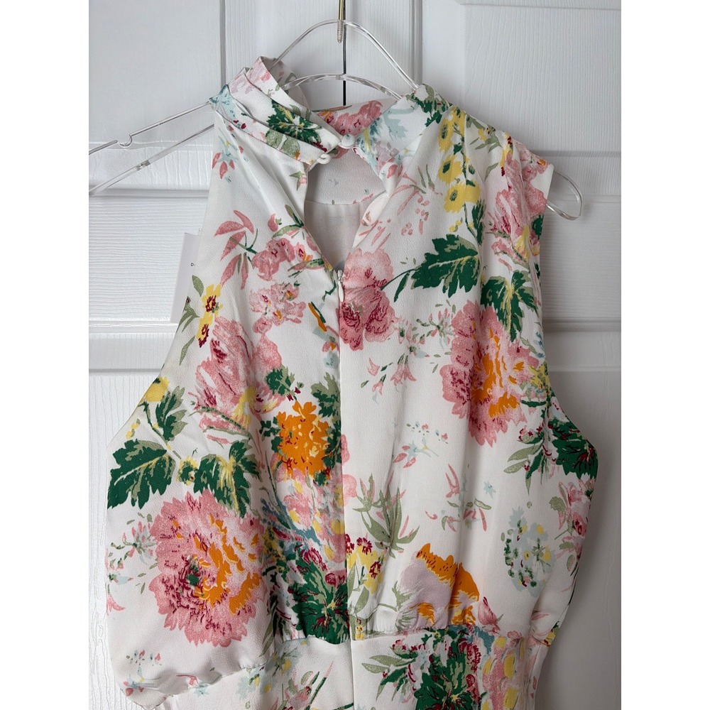 Petal + Pup Anabelle Midi Dress Womens M White Floral Satin Halter Neck Party - Picture 6 of 9